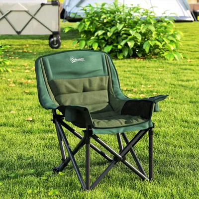 Produktbild von Campingstuhl mit Seitentasche Becherhalter und Tragetasche Klappstuhl Faltstuhl Gartenstuhl Grün