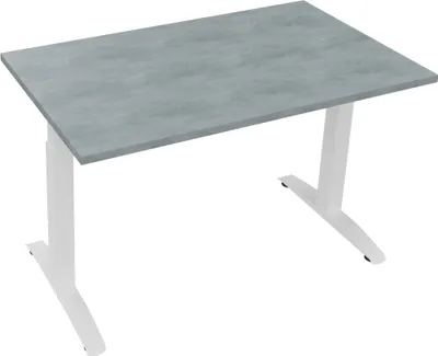 Produktbild von Schreibtisch Kufe Einzels. Quadrat B1200xT700xH650-850 ws/Beton hell
