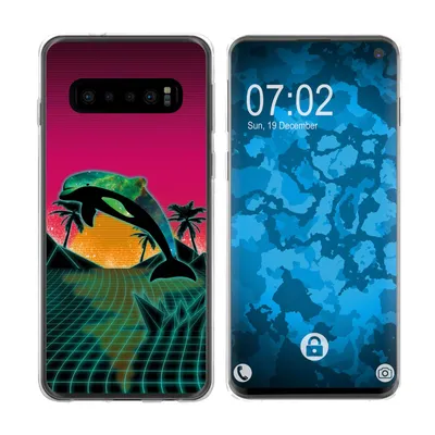 Produktbild von PhoneNatic Case kompatibel mit Samsung Galaxy S10 Silikon-Hülle Retro Wave Delphin M1