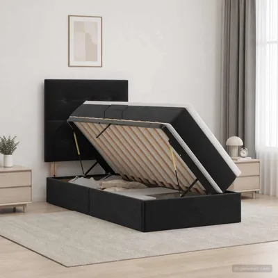 Produktbild von Maison Exclusive - Aufbewahrungsbett mit Matratze Schwarz 100 x 200 cm Samt