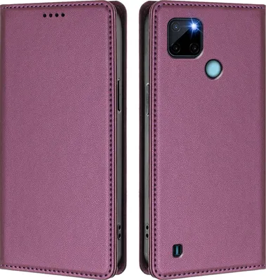 Immagine prodotto di Custodia in pelle per Realme C21Y, custodia magnetica in Finto cuoio con supporto Viola