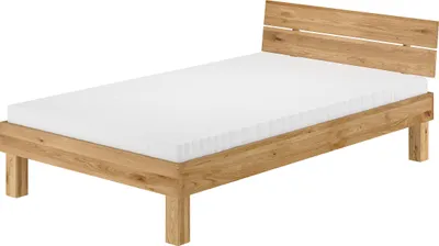 Produktbild von Holzbett Bettrahmen Einzelbett Eiche massiv geölt 120x200 wählbares Zubehör V-60.88-12Rollrost und Matratze inkl.