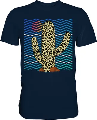Produktbild von Retro Leopard Kaktus T-Shirt – Navy / XXL