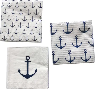 Produktbild von 3 x 20 Servietten 'Anker blau' Maritime Papierservietten - 3-lagig 33 x 33 cm