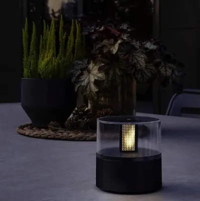 Produktbild von Konstsmide LED Dekoleuchte Flamme 10cm batteriebetrieben schwarz außen