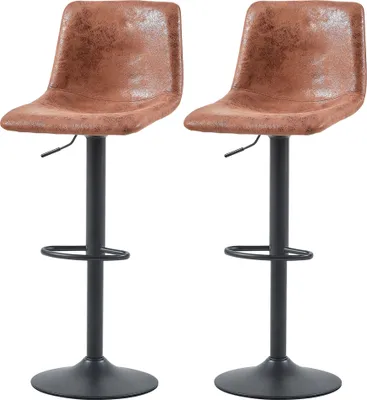 Image de Tabouret de bar CLIPOP Lot de 2 Réglable en hauteur, similicuir Tabouret de bistrot, marron