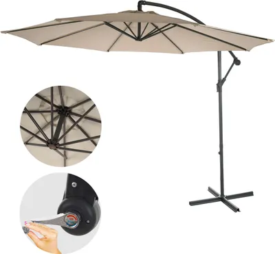 Produktbild von Ampelschirm Acerra, Sonnenschirm Sonnenschutz, Ø 3m neigbar, Polyester/Stahl 11kg  sand-beige ohne Ständer