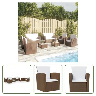 Produktbild von The Living Store 8-tlg. Garten-Lounge-Set mit Kissen Poly Rattan Braun