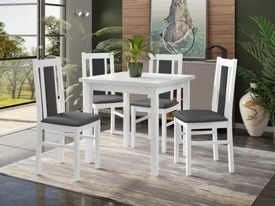Immagine prodotto di Set da pranzo 4+1 HARDIN 2 - bianco / grigio scuro