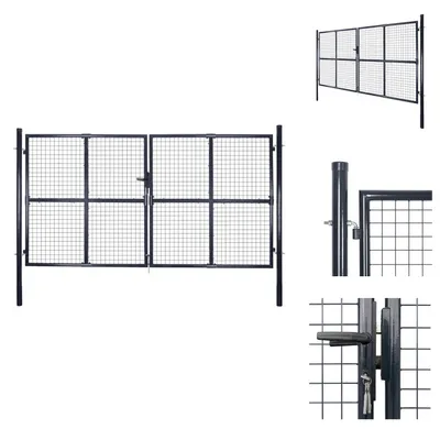 Obrázok produktu pre vidaXL Sieťová záhradná brána Pozinkovaná oceľ 289 x 200 cm Sivá - Záhradné brány