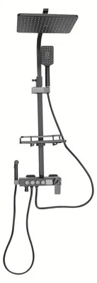 Immagine prodotto di Sistema doccia termostatico - Set doccia - Doccetta - Soffione - Miscelatore per doccia - Design nero