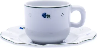Produktbild von Tasse und Untertasse, Porzellan, blaue Blumen, 200 ml, G. Benedikt