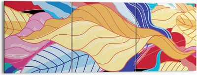 Produktbild von Bild auf Leinwand - Leinwandbild - 3 Teile - Muster Blätter bunt - 150x50cm - Wand Bild - Wanddeko - Wandbilder - Leinwanddruck - Bilder - Wanddekoration - Leinwand bilder - Wandbild - CA150x50-4269