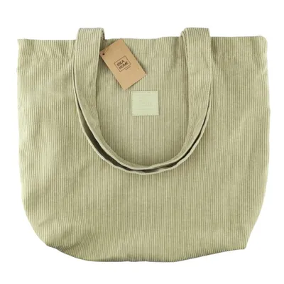 Obrázok produktu pre IDEA HOME Manhattan cord bag, cord shopper - nákupná taška s magnetickým zapínaním a popruhom cez rameno - olivovo zelená