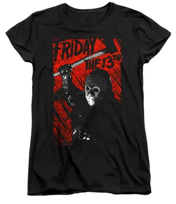 Immagine prodotto di Maglietta da donna "Venerdì 13" - "Jason Lives", modello aderente, codice TV40696 (taglia L), colore nero