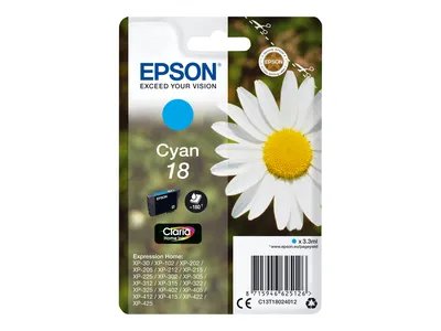 Produktbild von Epson Daisy 18 Gänseblume Claria Home Single Cyan Tinte, Standardertrag, Cyan, 3,3 ml, 1 Stück(e), 180 Seiten, Einzelpackung