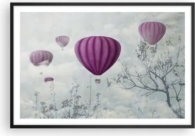 Produktbild von Gerahmtes Poster - Schwarzer Rahmen - Ballon Baum Flug - 91,5x61 cm - Wand Bild - Wanddeko - Wandbilder - Kunstposter - Wandposter - Bilderrahmen - Bilder - Kunstdruck - Wandbild - P2BAA91x61-3581