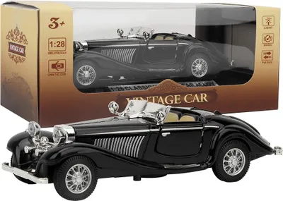 Immagine prodotto di Vintage bambino alta simulazione suono leggero indietro sedile posteriore auto giocattolo lega veicolo (nero)