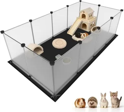 Produktbild von PromoHome® Meerschweinchenkäfig mit wasserdichtem Boden, 122 x 60 x 40 cm, halbtransparent, für Meerschweinchen, Kaninchen, Igel und andere