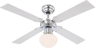 Image de Ventilateur de plafond Champion Blanc / Argenté 105 cm avec éclairage et tirettes