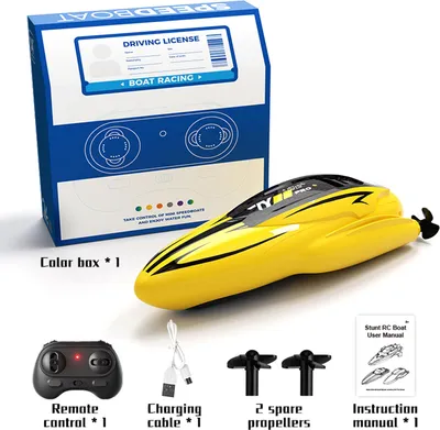 Image de Bateau télécommandé, bateau rapide 2,4 GHz étanche et rechargeable pour piscines et lacs, mini-jouet de cascade pour enfants adultes garçons filles