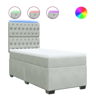 Produktbild von Boxspringbett mit Matratze Hellgrau 90x190 cm Samt