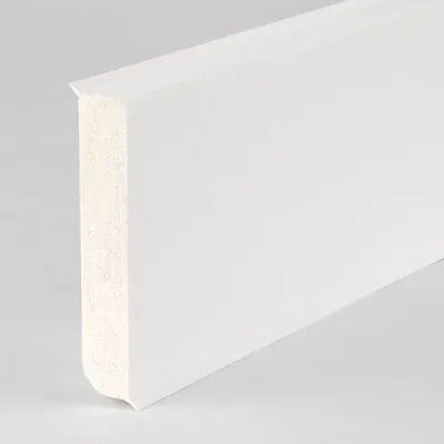 Produktbild von PROVISTON | Kunststoff Sockelleiste | Hartschaum PVC | Weiß | 17 x 80 x 2500 mm | Gebürstet | Mit flexibler Weichlippe | Wasserfest | Hochwertige Fußleiste | Einfache Montage