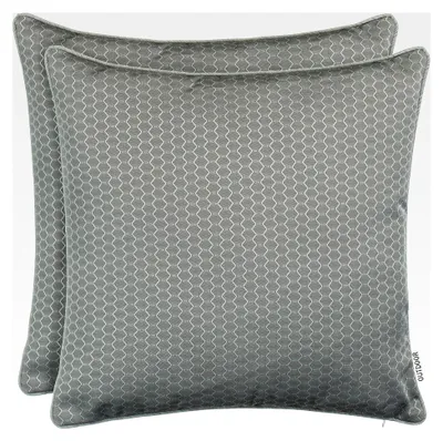 Produktbild von 2er Set Outdoor Kissen 45 x 45 cm – Wetterfeste Zierkissen mit Paspel in Wabenstruktur – Wasserabweisende Gartenkissen & Dekokissen für draußen – Sofakissen für Balkon & Terrasse - Taupe
