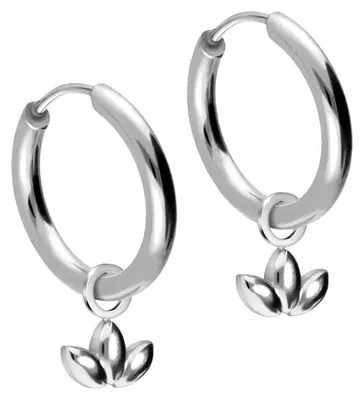 Produktbild von Chirurgenstahl Ohrclicker Creolen LOTUSBLÜTE Silber Innendurchmesser: 12mm + Designstärke: 2mm