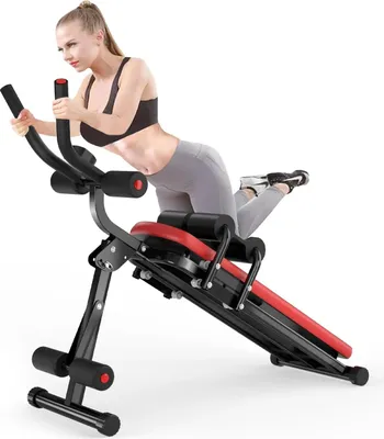 Produktbild von Bauchtrainer - AB Coaster Core Trainer Heimgerät - LCD-Display - Max. 100 kg - 120×40×90 cm - Stahlrahmen - Schwarz/Rot