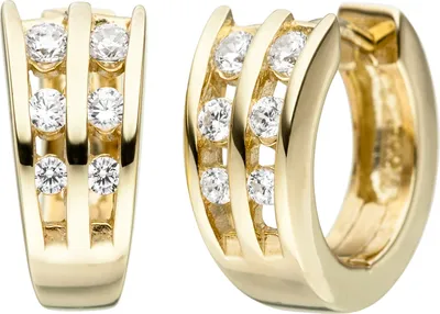 Produktbild von JOBO Creolen 925 Sterling Silber gold vergoldet 12 Zirkonia Ohrringe