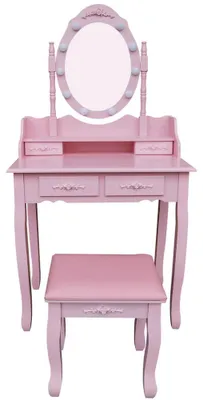 Produktbild von HOME DELUXE - Schminktisch ROSY - Rosa: - 149 x 71 x 40 cm, 10 LED´s wählbar zwischen 3 Lichtfarben, steuerbar über Touchbutton I Kosmetiktisch Make - UP Tisch