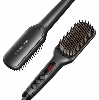 Image de Brosse lissante ionique 2-en-1, modèle KL1025, avec réglage de la température, arrêt automatique, pour les cheveux