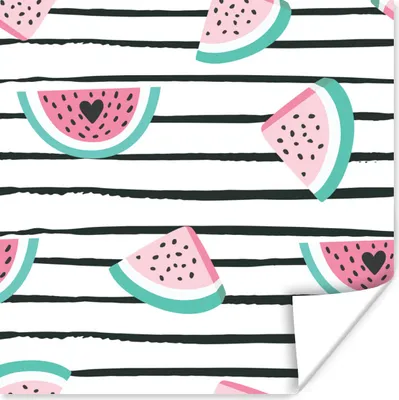Produktbild von MuchoWow® Poster Sommer - Wassermelone - Herzen 50x50 cm - Wohnzimmerdekoration