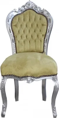 Produktbild von Casa Padrino Barock Esszimmer Stuhl Jadegrün / Silber Antik Look - Möbel Antik Stil