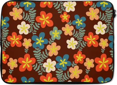 Produktbild von MuchoWow® Laptop Hülle 14 ZollRetro - Muster - Blumen - 1970er Jahre Laptoptasche - Laptoptasche - Stoßsicher - Schutzhaube