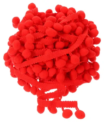 Pompom-Borte mit Quasten, 20 m, 12 mm, rot