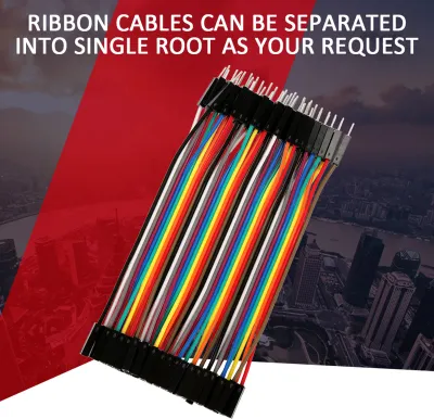 Imagen del producto de Juego de 5 cables jumper de 11,5 cm de diferentes colores, con conector de 40 pines tipo hembra a macho, para placa de pruebas