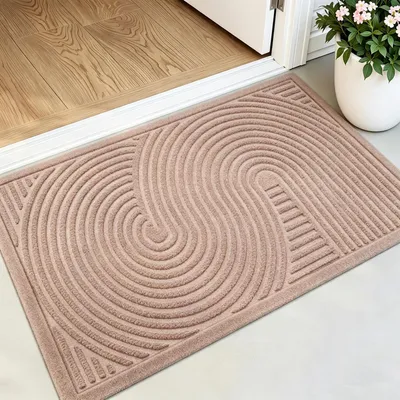 Image de Paillasson pour intérieur et extérieur, 43x73 cm, couleur marron, antidérapant, lavable, résistant aux intempéries