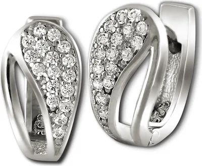 Produktbild von SilberDream Damen Ohrringe Blattform Zirkonia weiß Creolen 925 Silber D2SDO4326W