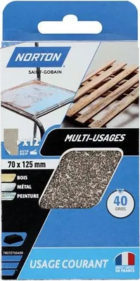 Image de Blocs abrasifs pour ponçage, 70 x 125 mm, grain 40/très grossier – Norton