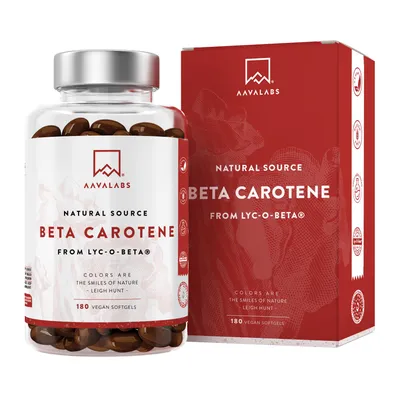 Image de Aavalabs Bêta-carotène 15 mg | Lyc-O-Beta® | Peau et vue | 180 gélules molles