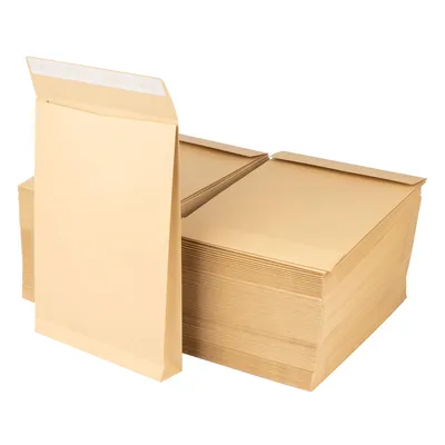Image de 500 pièces - pochette pliable C4 avec pli de fond de 3,8 cm - épaisseur 150 g/m² - bande adhésive - enveloppe d'expédition - emballage - pochette d'expédition brune