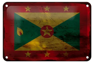 Produktbild von Blechschild Flagge Grenada 18x12cm Flag of Grenada Rost Dekoration