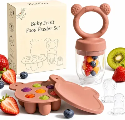 Obrázok produktu pre Krmítko na ovocie a formičky na ľad, Silikón, Multifunkčné, Uklidňujúce pre zuby