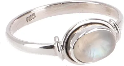 Produktbild von Boho Silberring, Filigraner Edelsteinring - Mondstein, Silber-Farben, SterlingSilber, Ringgröße: 58, 1*0,8 cm