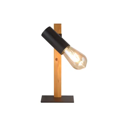 Zdjęcie produktu dla Lampa stołowa LED JUST LIGHT PILON z obrotową i odchylaną głowicą w stylu retro, czarna – do salonu, sypialni, jadalni, gabinetu, przedpokoju