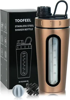 Produktbild von Edelstahl Shaker Flasche 28 oz Protein-Shakes 2 Schneebesen auslaufsicher