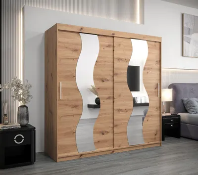 Obrázek produktu pro Šatní skříň JESIKA - šířka 200 cm, dub artisan
