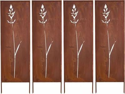 Produktbild von Sichtschutz Metal 4x - 160 x 50 cm - Edelrost - Rostoptik Sichtschutz für Garten - Sichtschutzelement - Sichtschutzwand - Gartendekoration Zaun Rost